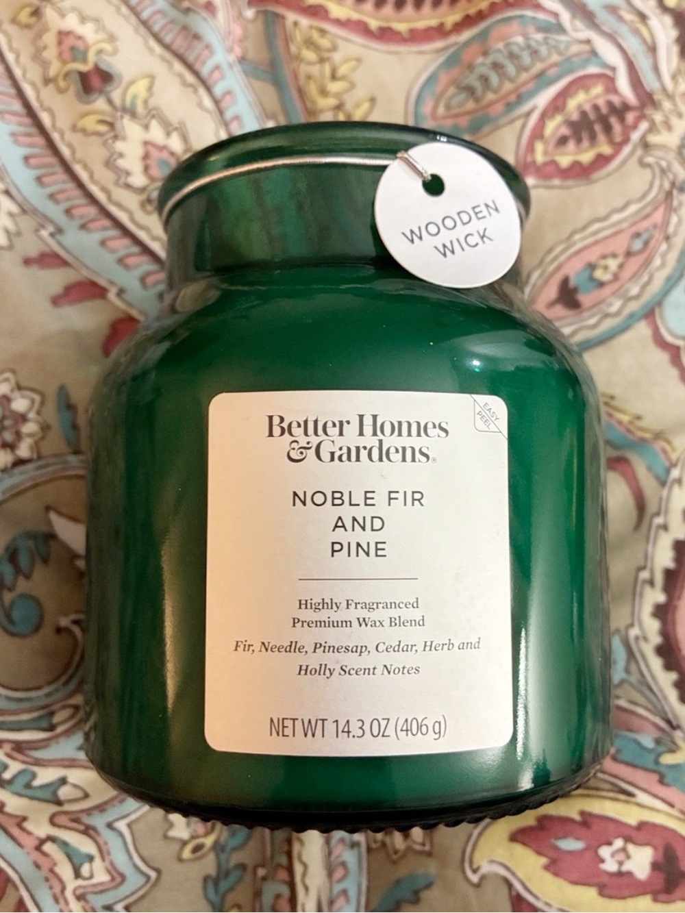 Better Homes And Gardens Noble Fir & Pine Candle with Wooden Wick